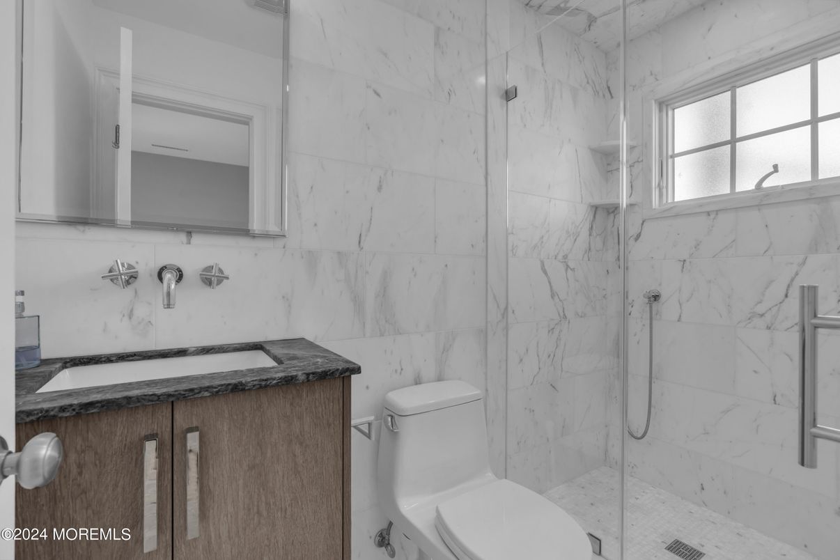 Bathroom, Glass Shower, Interior, Marble Walls
