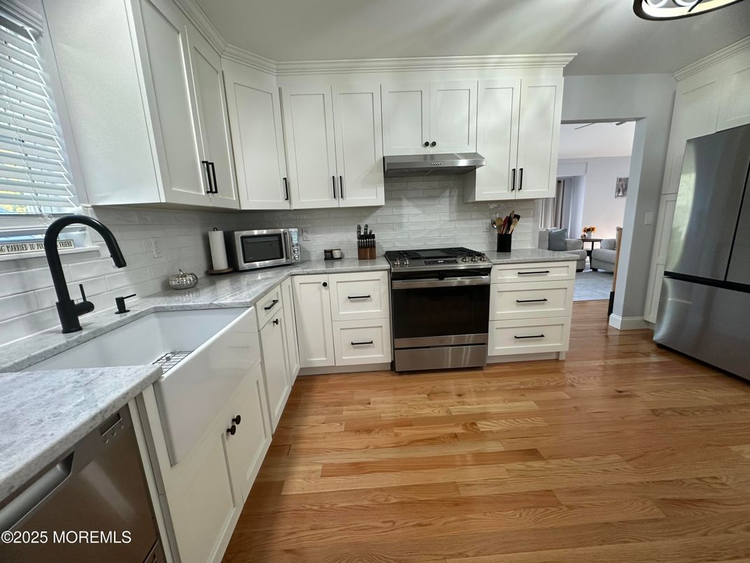 Interior, Kitchen, Stainless Steel Appliances, Wood Texture Flooring