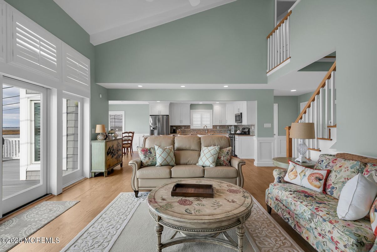 Interior, Kitchen, Living room, Recessed Lighting, Stainless Steel Appliances, Wood Texture Flooring