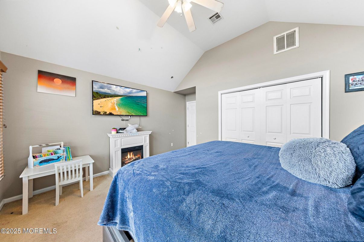 Bedroom, Fireplace, Interior