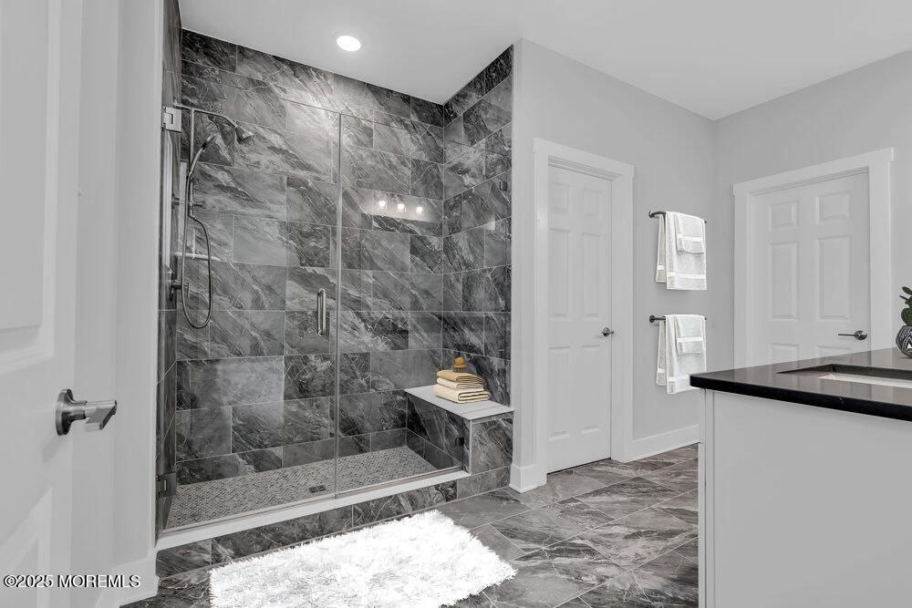 Bathroom, Glass Shower, Interior, Recessed Lighting