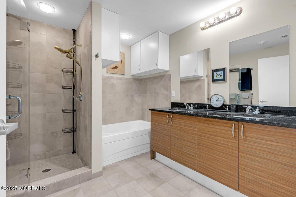 Bathroom, Dual Sink Vanities, Glass Shower, Interior, Recessed Lighting