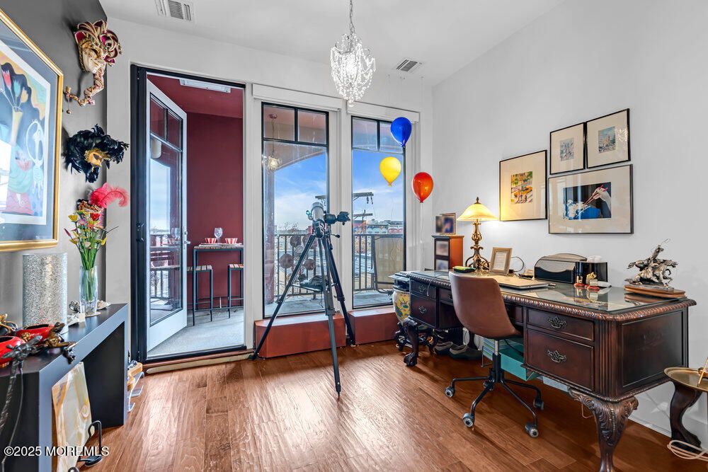 Home Office, Interior, Pendant Lights, Wood Texture Flooring
