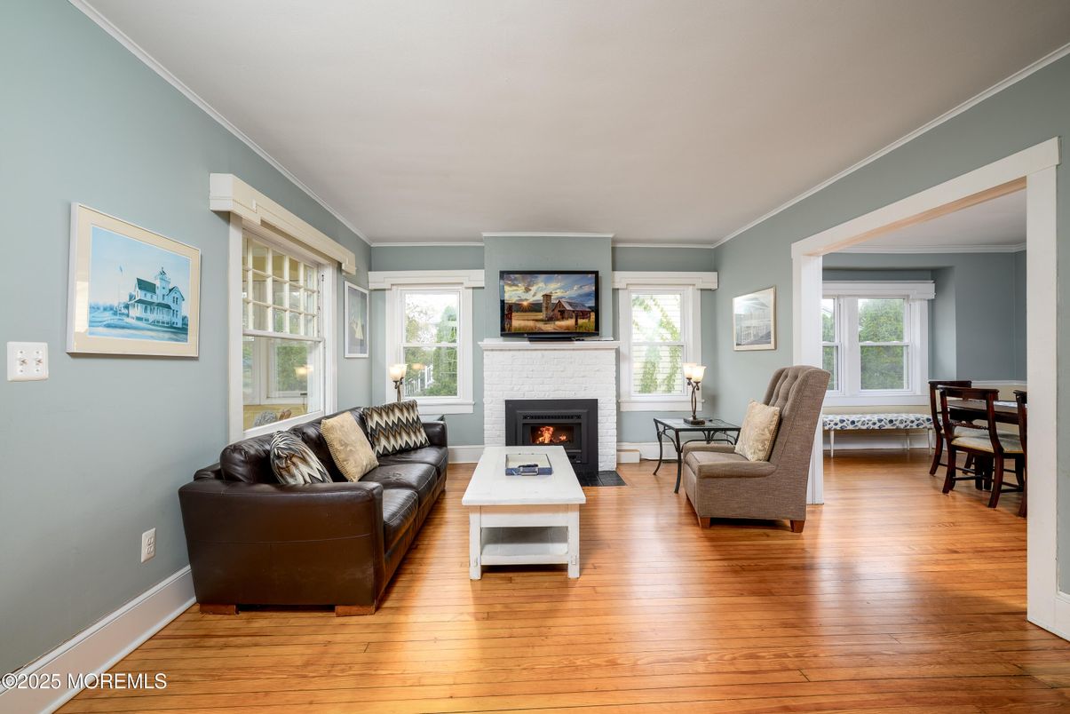 Dining room, Fireplace, Interior, Living room, Wood Texture Flooring