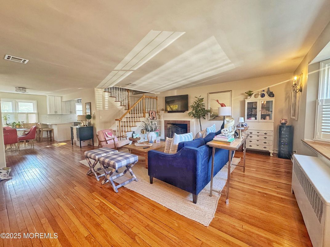 Dining room, Fireplace, Interior, Living room, Wood Texture Flooring