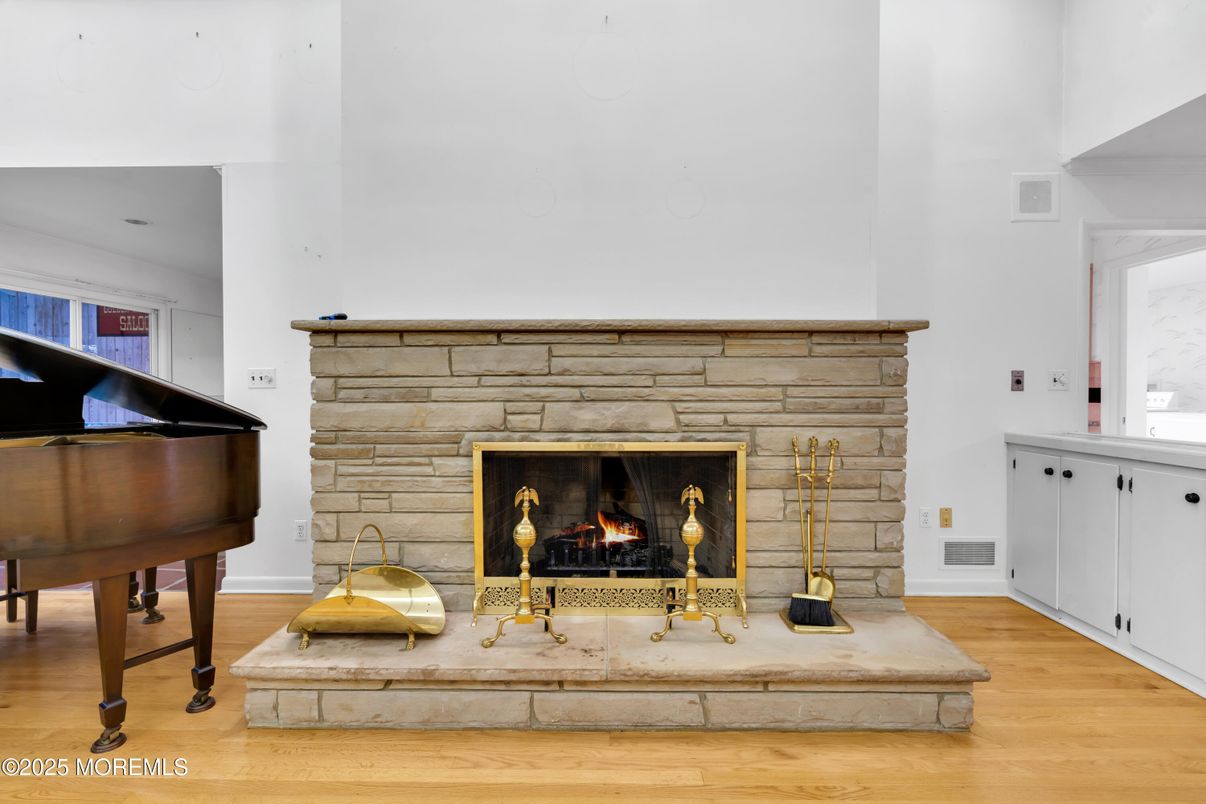 Fireplace, Interior, Piano, Wood Texture Flooring