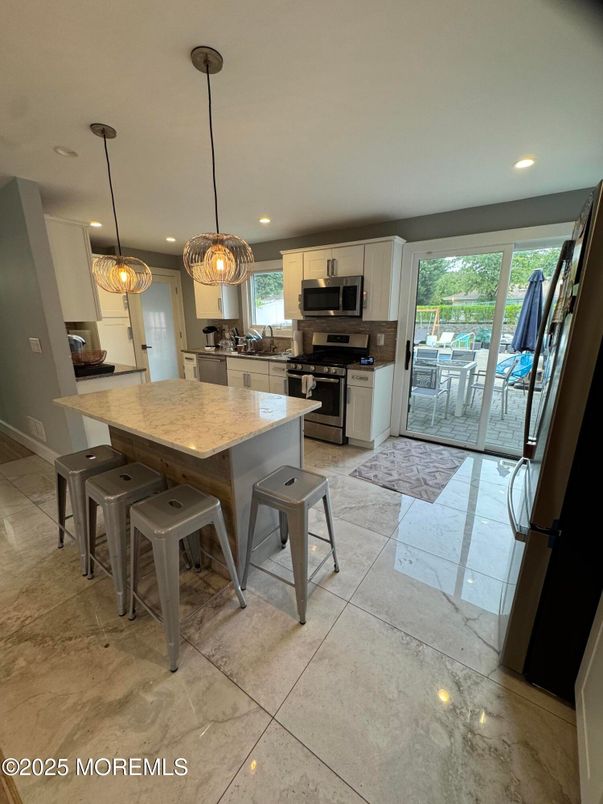 Interior, Kitchen, Pendant Lights, Recessed Lighting, Stainless Steel Appliances