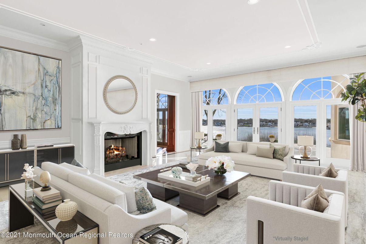 Fireplace, Interior, Living room, Recessed Lighting, Water