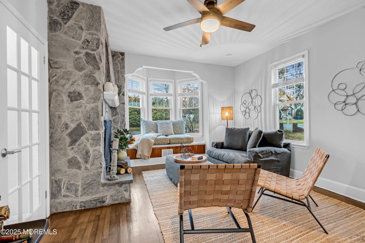 Interior, Living room, Stone Walls, Wood Texture Flooring