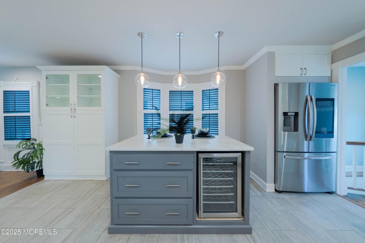 Interior, Kitchen, Pendant Lights, Stainless Steel Appliances, Wood Texture Flooring