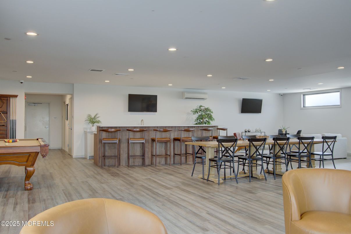 Billiard Table, Game Room, Interior, Recessed Lighting, Wood Texture Flooring