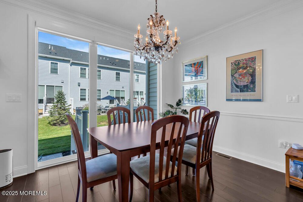 Chandelier, Dining room, Interior, Wood Texture Flooring