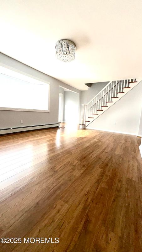 Chandelier, Empty room, Interior, Wood Texture Flooring