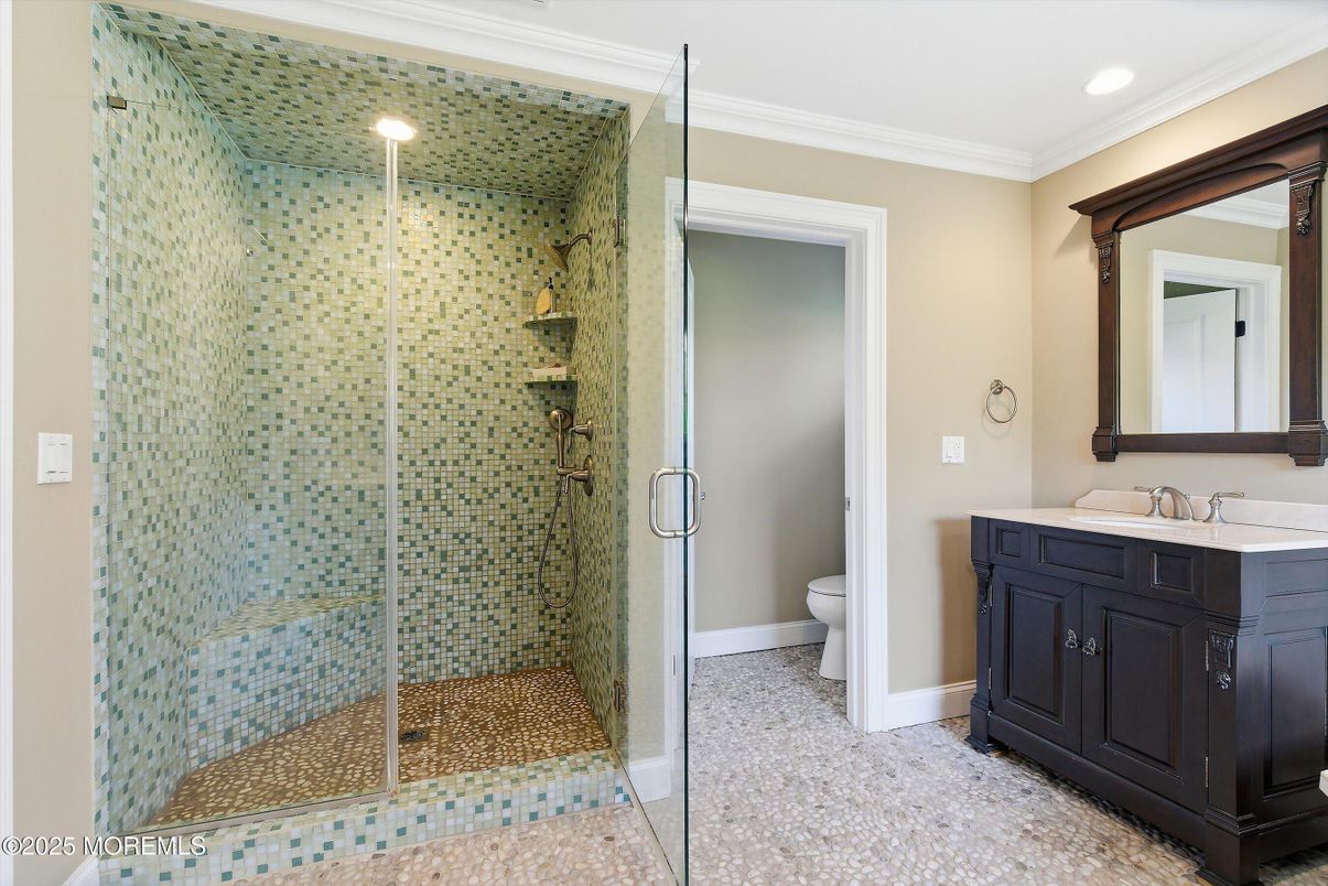 Bathroom, Glass Shower, Interior, Recessed Lighting