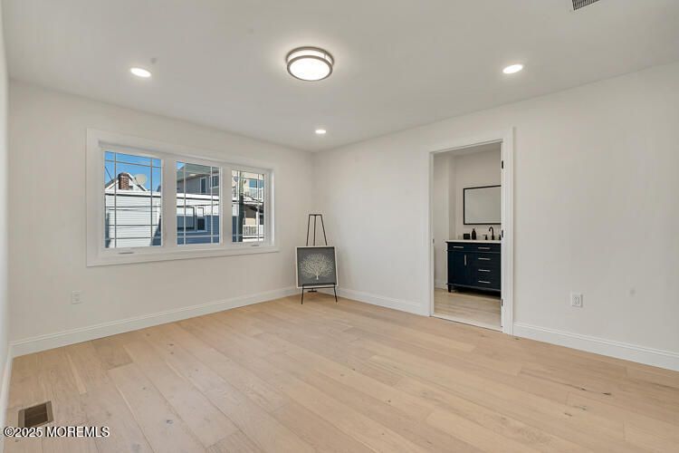Bathroom, Empty room, Interior, Recessed Lighting, Wood Texture Flooring
