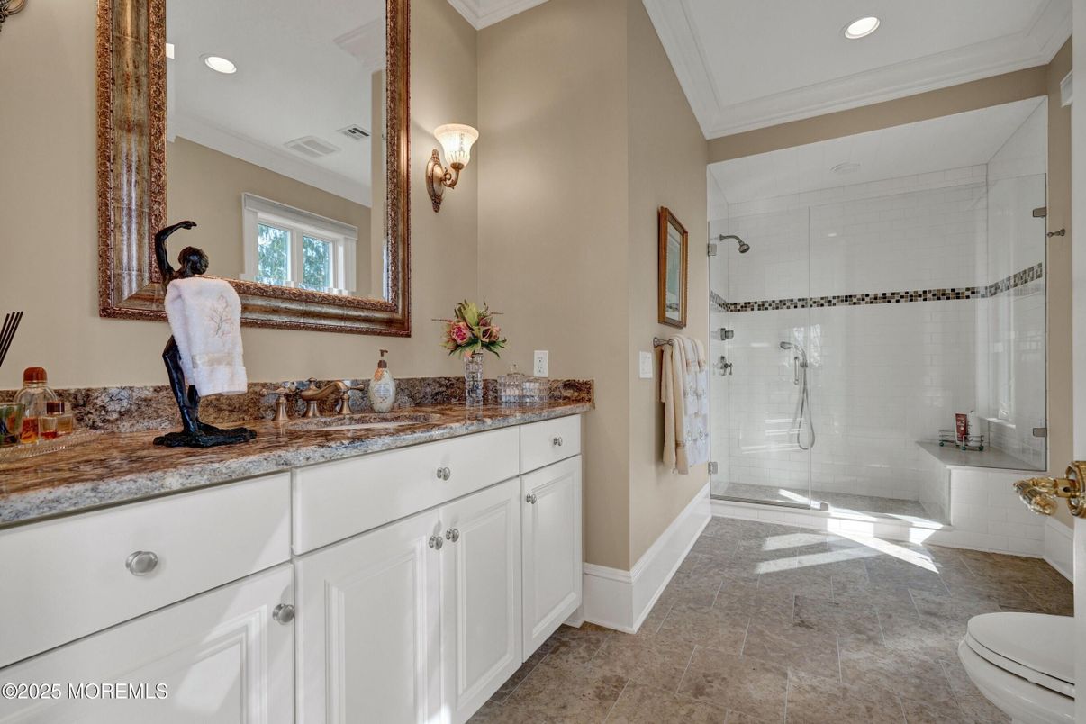 Bathroom, Glass Shower, Interior, Recessed Lighting
