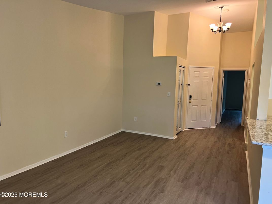Chandelier, Empty room, Interior, Wood Texture Flooring