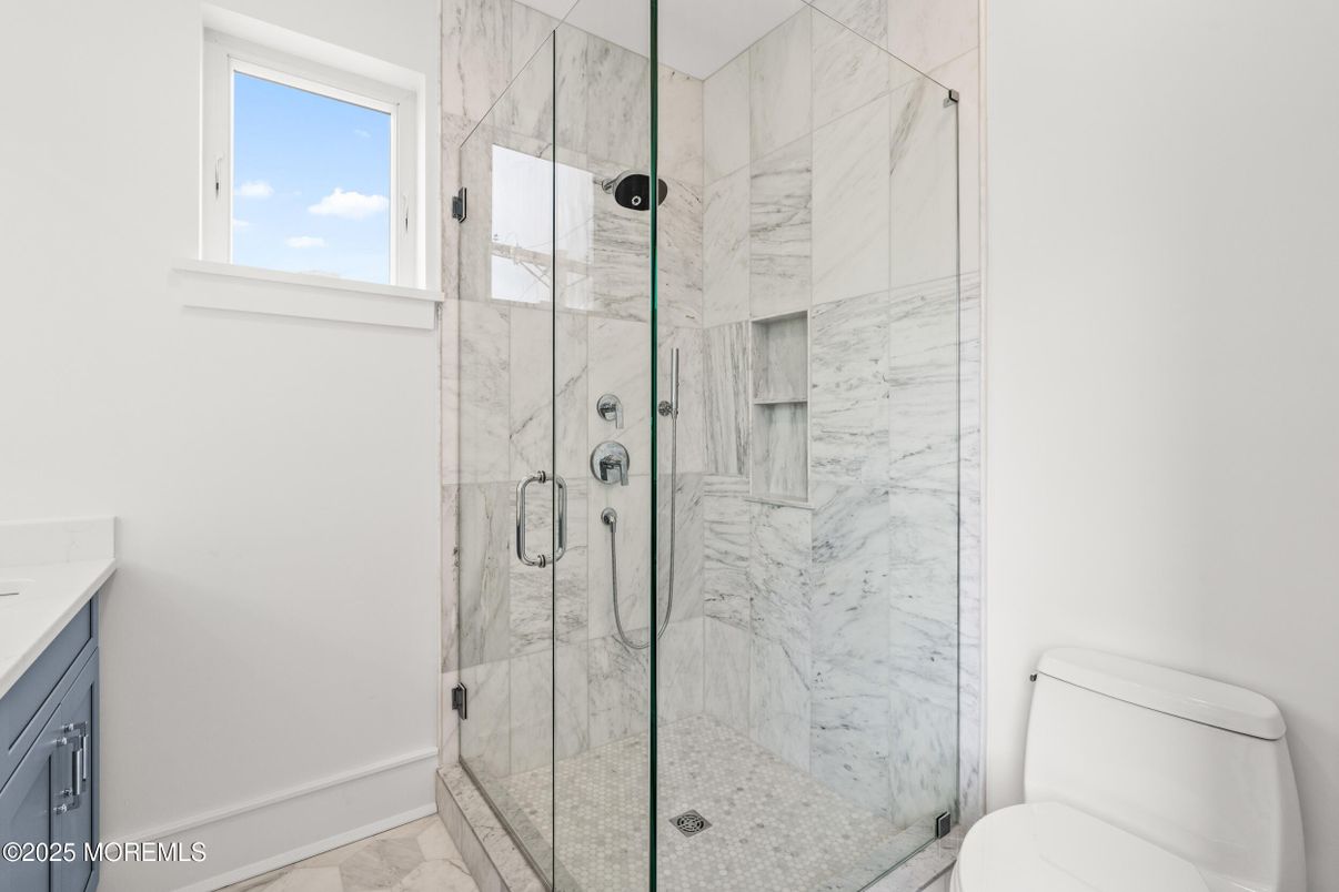 Bathroom, Glass Shower, Interior, Marble Walls