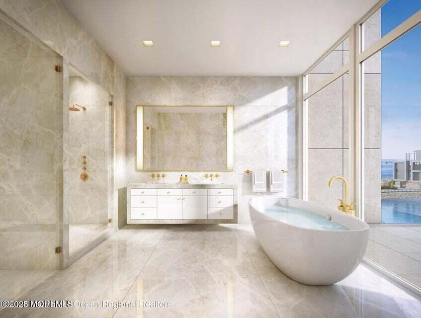 Bathroom, Dual Sink Vanities, Free Standing Baths, Interior, Recessed Lighting, Water