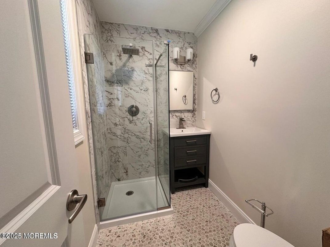 Bathroom, Glass Shower, Interior, Marble Walls