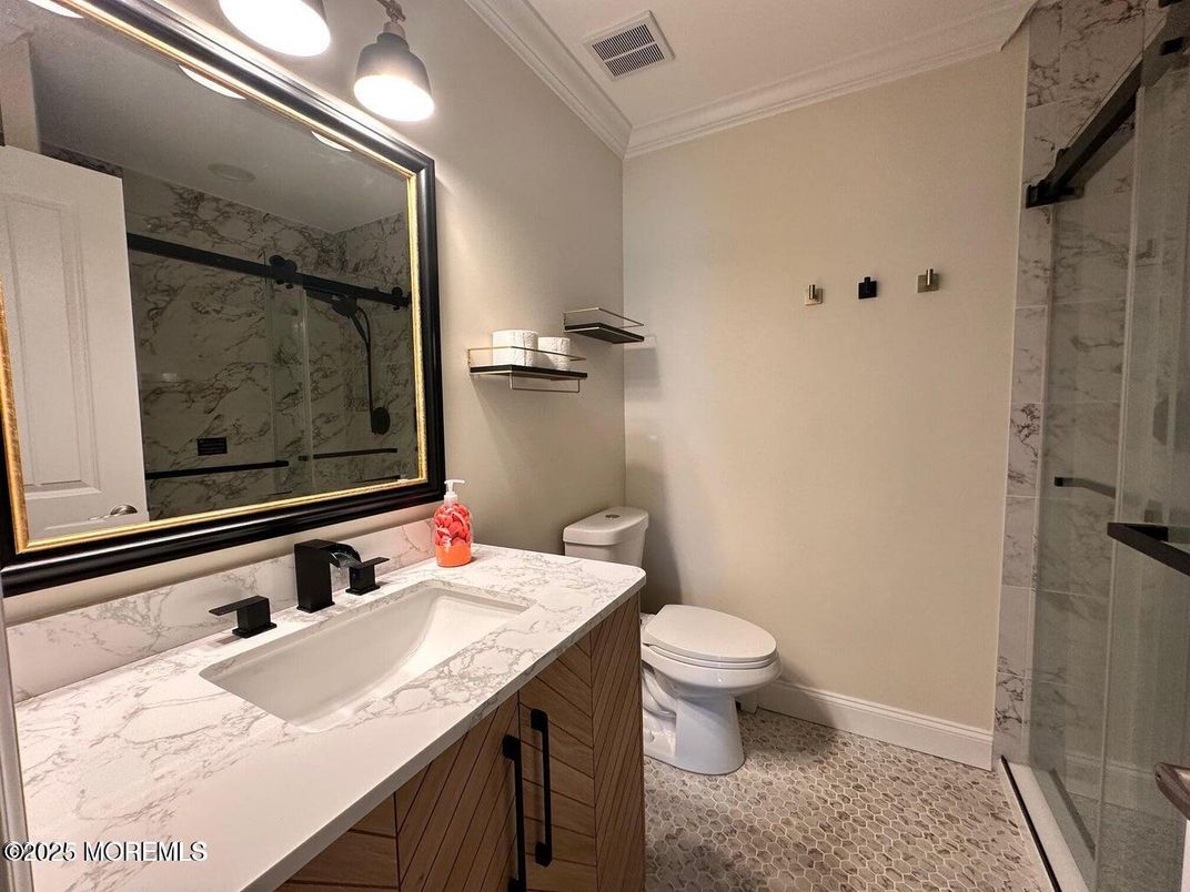Bathroom, Glass Shower, Interior, Marble Walls
