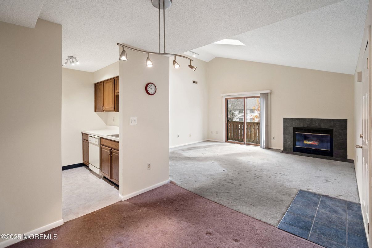 Empty room, Fireplace, Interior, Pendant Lights