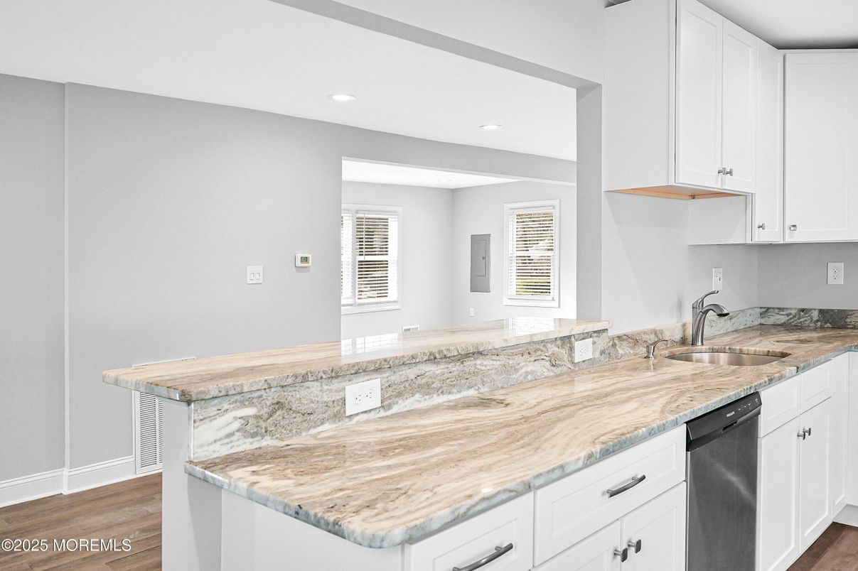 Interior, Kitchen, Recessed Lighting, Wood Texture Flooring