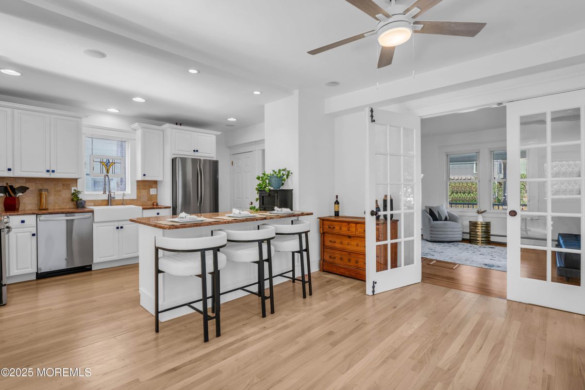 Interior, Kitchen, Recessed Lighting, Wood Texture Flooring