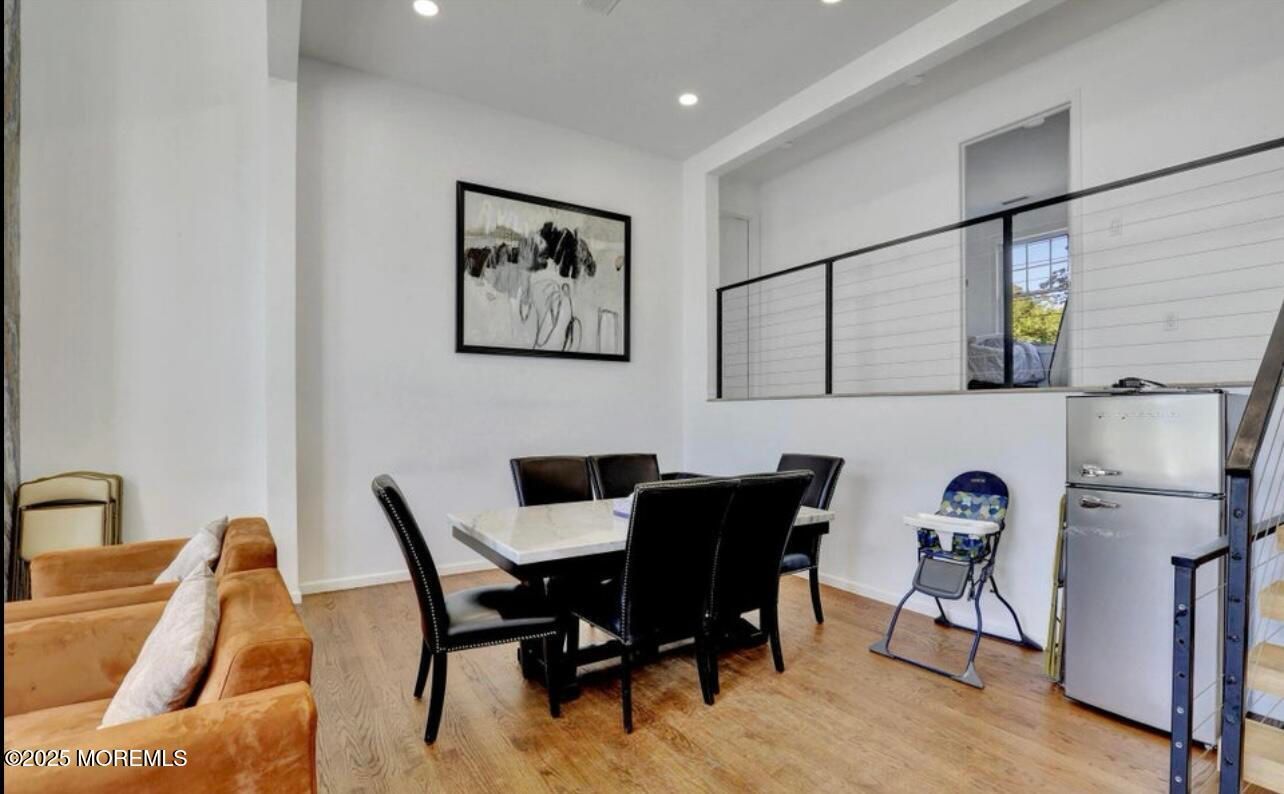 Dining room, Interior, Recessed Lighting, Wood Texture Flooring