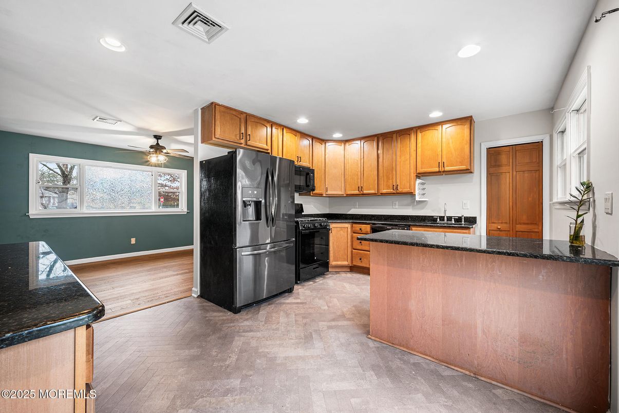 Interior, Kitchen, Recessed Lighting, Wood Texture Flooring