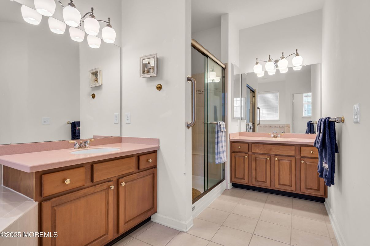 Bathroom, Dual Sink Vanities, Glass Shower, Interior