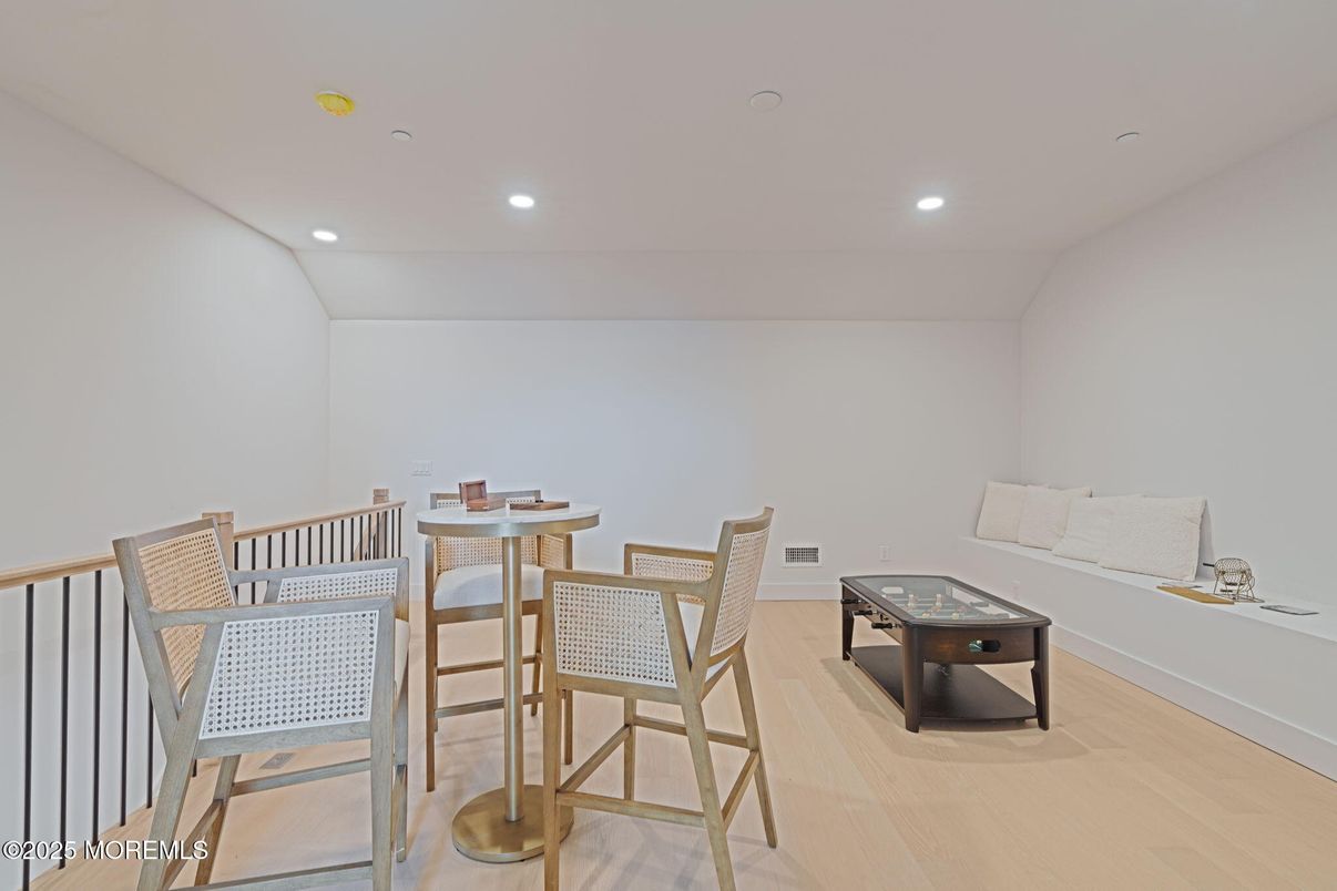 Dining room, Interior, Recessed Lighting, Wood Texture Flooring