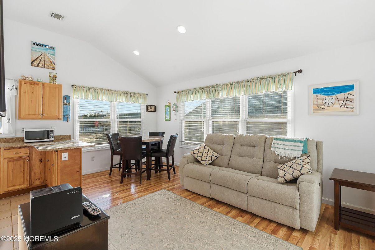 Dining room, Interior, Recessed Lighting, Wood Texture Flooring