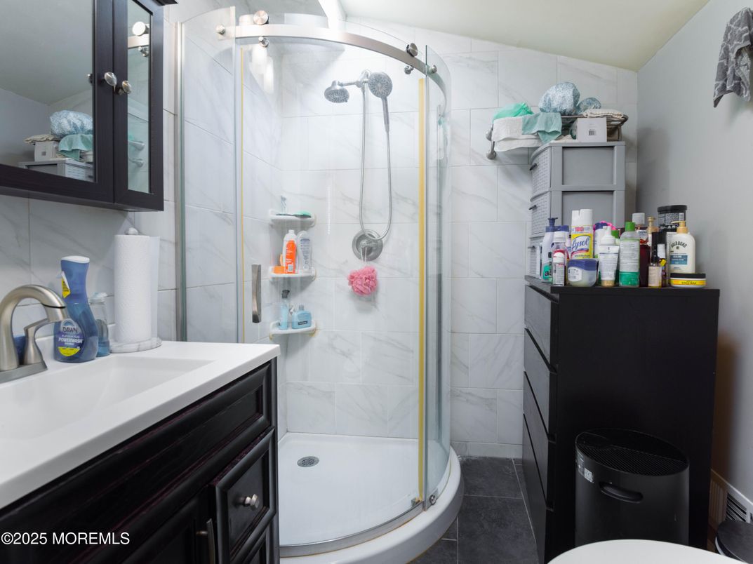 Bathroom, Glass Shower, Interior, Marble Walls