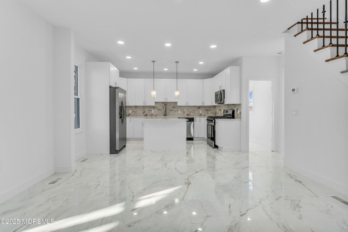 Interior, Kitchen, Marble, Pendant Lights, Recessed Lighting