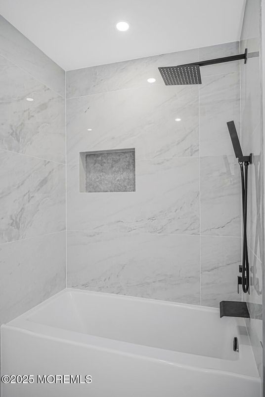 Bathroom, Interior, Marble Walls, Recessed Lighting