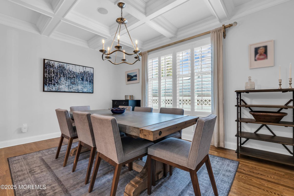 Chandelier, Dining room, Interior, Wood Texture Flooring