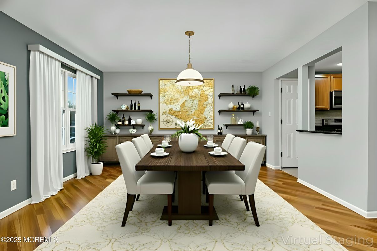 Dining room, Interior, Wood Texture Flooring