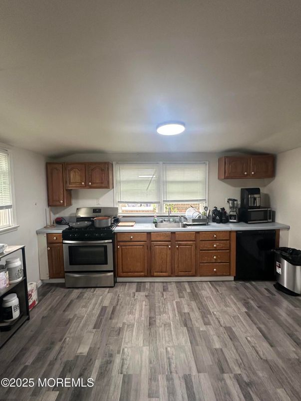 Interior, Kitchen, Stainless Steel Appliances, Wood Texture Flooring