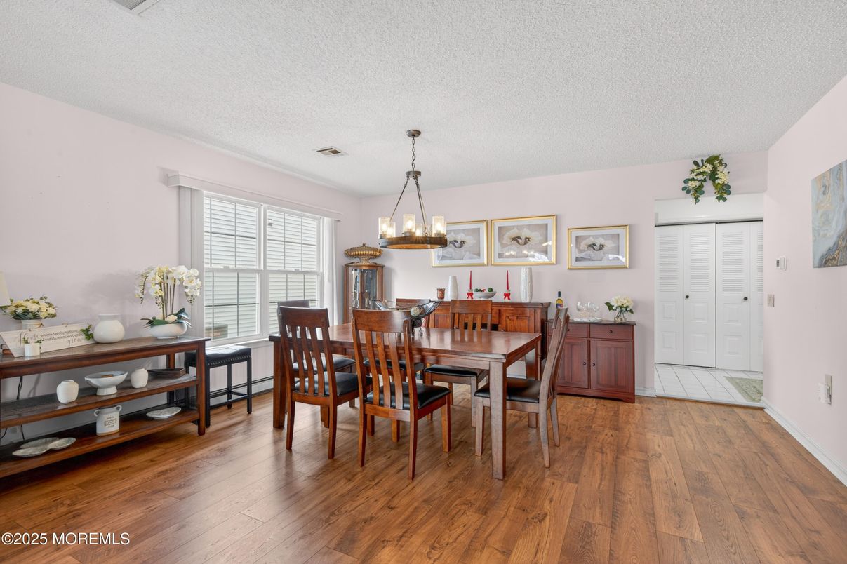 Chandelier, Dining room, Interior, Wood Texture Flooring