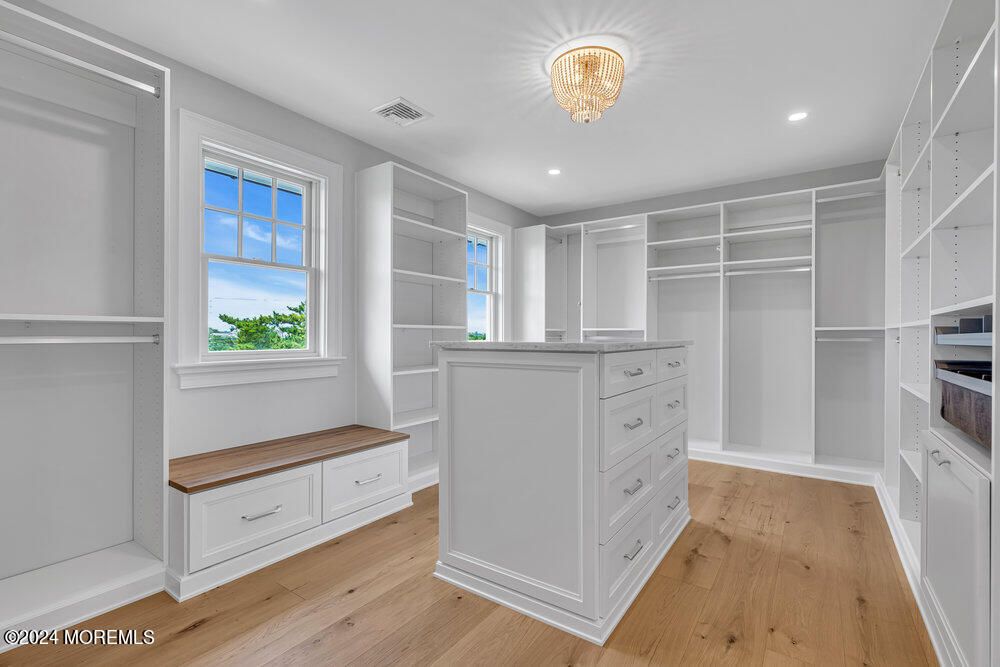 Chandelier, Interior, Recessed Lighting, Walk-in Closets, Wood Texture Flooring