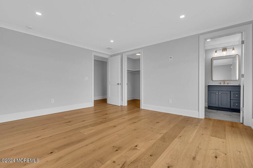 Bathroom, Empty room, Interior, Recessed Lighting, Wood Texture Flooring