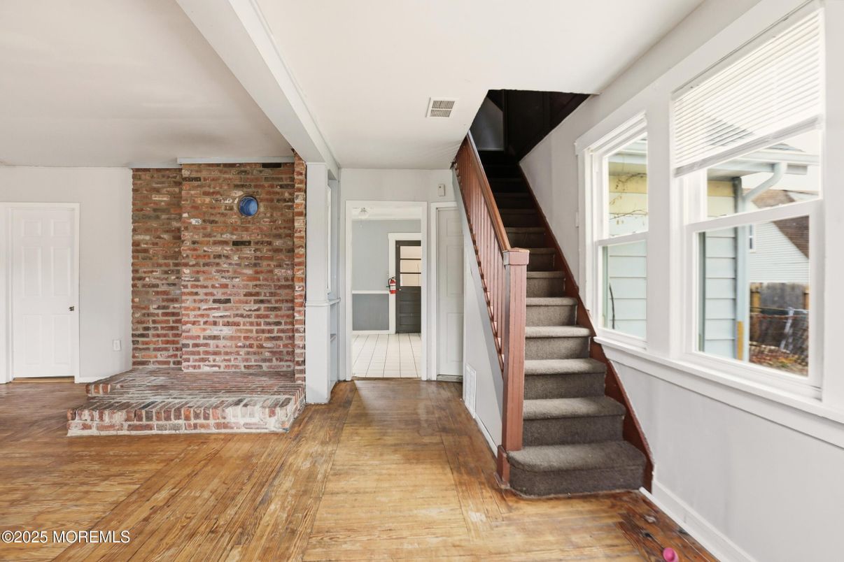 Interior, Stone Walls, Wood Texture Flooring