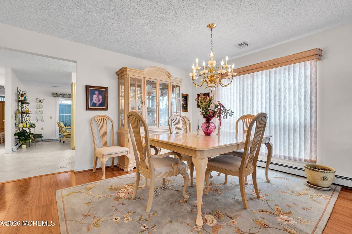 Chandelier, Dining room, Interior, Wood Texture Flooring