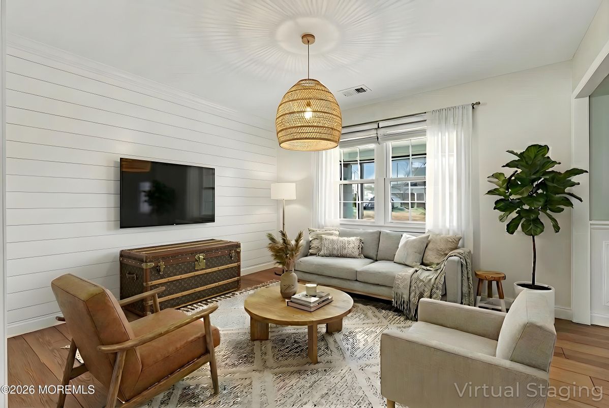 Interior, Living room, Pendant Lights, Wood Texture Flooring