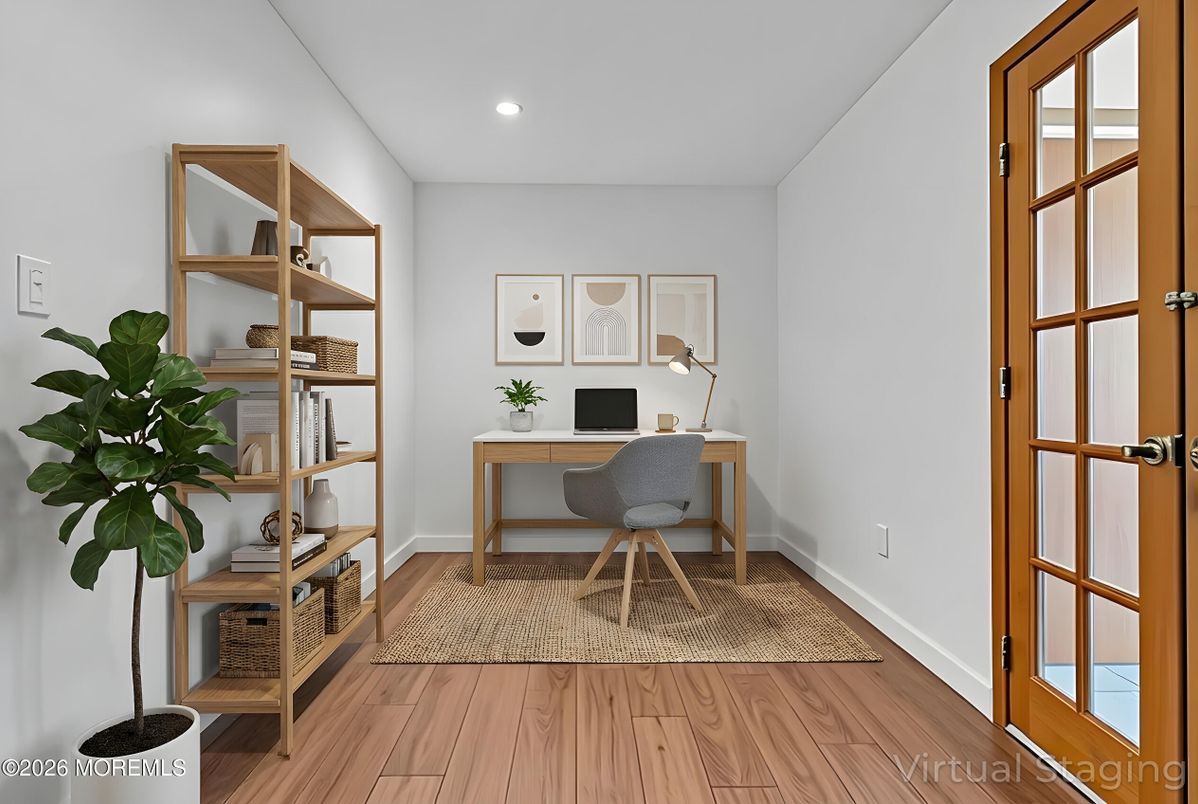 Home Office, Interior, Recessed Lighting, Wood Texture Flooring
