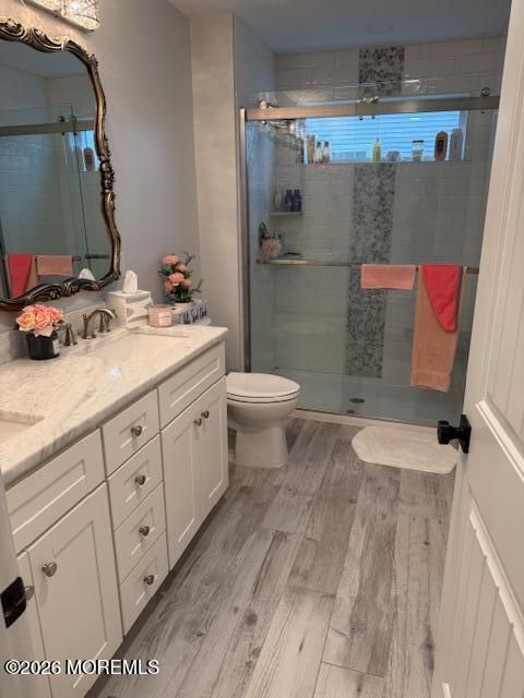 Bathroom, Glass Shower, Interior, Wood Texture Flooring