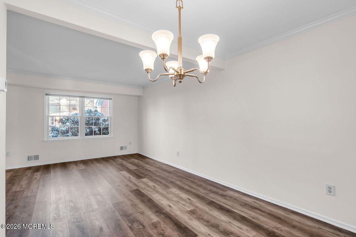 Chandelier, Empty room, Interior, Wood Texture Flooring