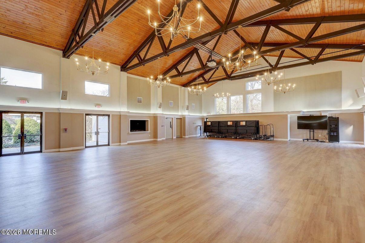 Chandelier, Interior, Pendant Lights, Wooden Beams, Wooden Ceilings, Wood Texture Flooring