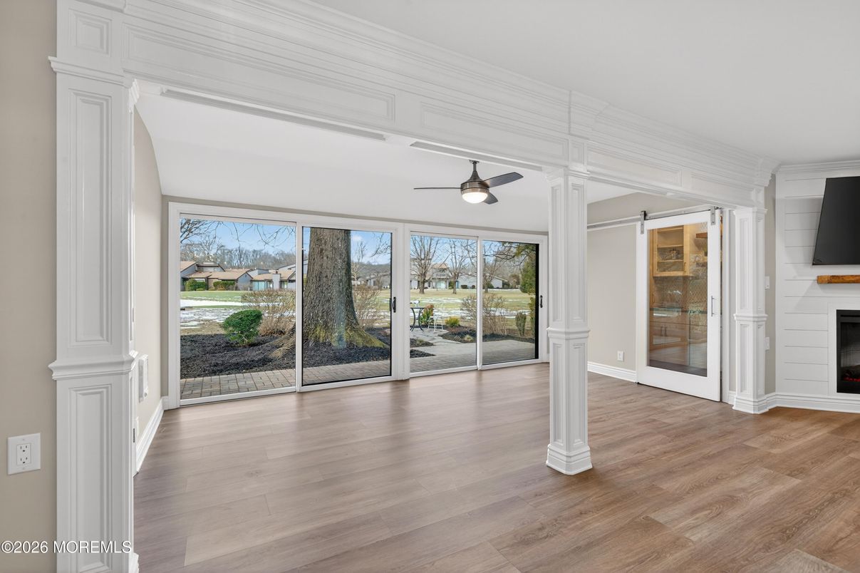Empty room, Fireplace, Interior, Wood Texture Flooring
